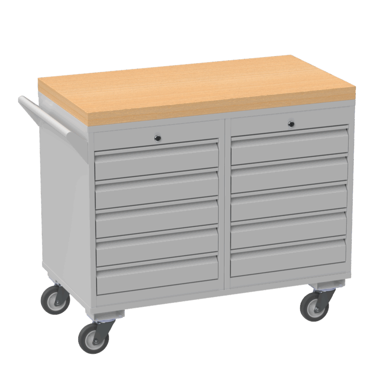 Mobile Tool Cabinet, Wooden Worktop — view 2