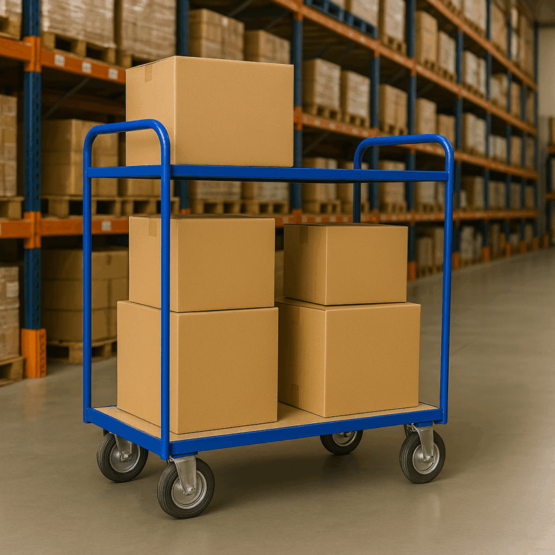 Medium Duty Tray Trolley, Plywood Shelves, British Made — view 2