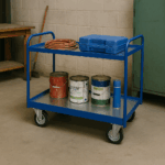 Medium Duty Tray Trolley, Steel Shelves, British Made — view 2