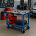 Mobile Table Tool Trolley, Steel Worktop — view 2