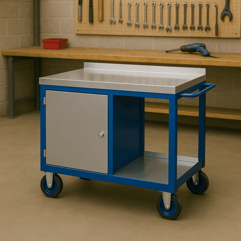 Single Cupboard Tool Trolley, Mobile Workshop Storage — view 2