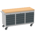 Triple Cupboard/Drawer Rolling Tool Cabinet, Solid Wood Worktop — view 5