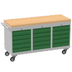 Triple Cupboard/Drawer Rolling Tool Cabinet, Solid Wood Worktop — view 4