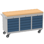 Triple Cupboard/Drawer Rolling Tool Cabinet, Solid Wood Worktop — view 8