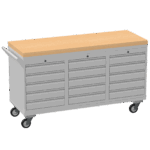 Triple Cupboard/Drawer Rolling Tool Cabinet, Solid Wood Worktop — view 11
