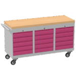 Triple Cupboard/Drawer Rolling Tool Cabinet, Solid Wood Worktop — view 7
