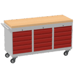 Triple Cupboard/Drawer Rolling Tool Cabinet, Solid Wood Worktop — view 12