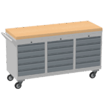 Triple Cupboard/Drawer Rolling Tool Cabinet, Solid Wood Worktop — view 6