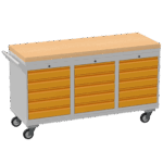 Triple Cupboard/Drawer Rolling Tool Cabinet, Solid Wood Worktop — view 9