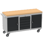 Triple Cupboard/Drawer Rolling Tool Cabinet, Solid Wood Worktop — view 23