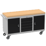 Triple Cupboard/Drawer Rolling Tool Cabinet, Solid Wood Worktop — view 16