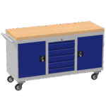 Triple Cupboard/Drawer Rolling Tool Cabinet, Solid Wood Worktop — view 13