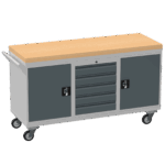 Triple Cupboard/Drawer Rolling Tool Cabinet, Solid Wood Worktop — view 20