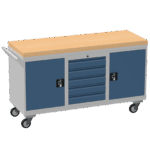 Triple Cupboard/Drawer Rolling Tool Cabinet, Solid Wood Worktop — view 17
