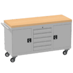 Triple Cupboard/Drawer Rolling Tool Cabinet, Solid Wood Worktop — view 14