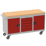 Triple Cupboard/Drawer Rolling Tool Cabinet, Solid Wood Worktop — view 15