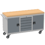 Triple Cupboard/Drawer Rolling Tool Cabinet, Solid Wood Worktop — view 22