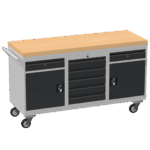Triple Cupboard/Drawer Rolling Tool Cabinet, Solid Wood Worktop — view 34