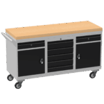 Triple Cupboard/Drawer Rolling Tool Cabinet, Solid Wood Worktop — view 28