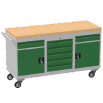 Triple Cupboard/Drawer Rolling Tool Cabinet, Solid Wood Worktop — view 33