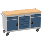 Triple Cupboard/Drawer Rolling Tool Cabinet, Solid Wood Worktop — view 27