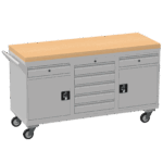 Triple Cupboard/Drawer Rolling Tool Cabinet, Solid Wood Worktop — view 25