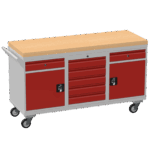 Triple Cupboard/Drawer Rolling Tool Cabinet, Solid Wood Worktop — view 26