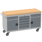 Triple Cupboard/Drawer Rolling Tool Cabinet, Solid Wood Worktop — view 32
