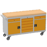 Triple Cupboard/Drawer Rolling Tool Cabinet, Solid Wood Worktop — view 29