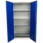 Large Storage Cabinet with Louvre Panel, British Made